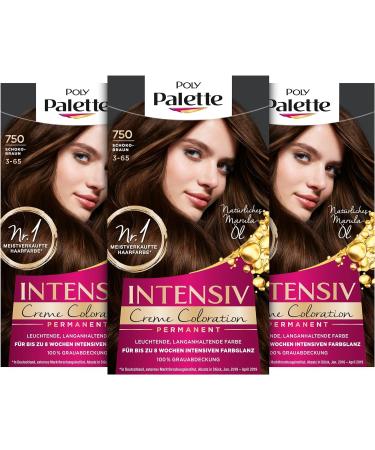Palette Crème Intensive Coloration 3-65/750 Chocolate Brown Level 3 (3 x 115 ml) Permanent Coloration Up to 8 weeks of intense shine and 100% coverage of white hair