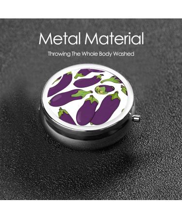 Cartoon Eggplant Mini Round Pill Box | 3 Compartment Travel Organizer | Portable Pill Case for Home & Office - Buy Online on GoSupps.com