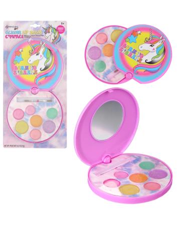 Girl Glitter Lip Balm Compact - Fruit Flavored Gloss Safe Non-Toxic Set Girls Gift Kids Makeup Favor Travel Size Cosmetic Assortment