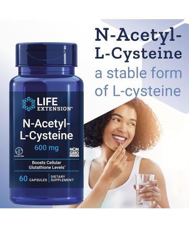 Life Extension N-Acetyl-Cysteine (NAC) 600mg Depot 60 Vegan Capsules - Lab Tested, Vegetarian, Gluten/SOYA-Free, Non-GMO - Buy Online on GoSupps.com