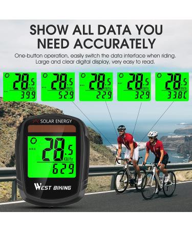 Bike Computer with Solar Energy | Wireless Bicycle Speedometer & Odometer | Waterproof LCD Backlight | Multi-Function Cycling Computer - Buy Online on GoSupps.com