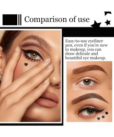 Double Side Liquid Winged Eyeliner Stamp Smudge Proof Waterproof Eyeliner Pen Set Long-Lasting Eye Liner Face Makeup Star Flowers Hearts Triangle Black Eyeliner Stamp Pencil(5PCS) - Buy Online on GoSupps.com