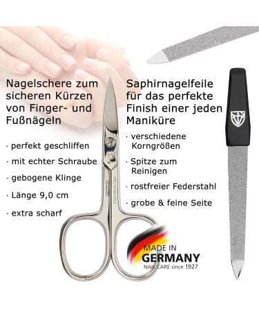 Premium 4-Piece Nail Care Set 'Capri' - Blue Kunt Leather | Manicure & Pedicure Essentials: Scissors Clippers Tweezers Sapphire Nail File - Buy Online on GoSupps.com
