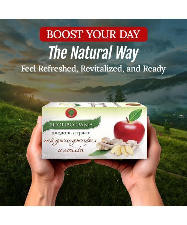 KUKER - Ginger & Apple Infusion | Apple Ginger Tea Mix 20 Bags - Flavoured Herbal Teas Green Tea Throat Soothing Blend | Premium Fruit Tea Bags Collection - Buy Online on GoSupps.com
