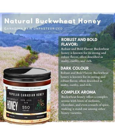 ALPINE HONEY - Canadian Buckwheat Raw Unpasteurized Honey (550 gr)  - Buy Online on GoSupps.com