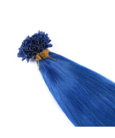 Keratin Bonding Blue Hair Extensions - 40cm 25 Strands 100% Remy Real Hair U-Tip - High Quality by Novon Hair - Buy Online on GoSupps.com