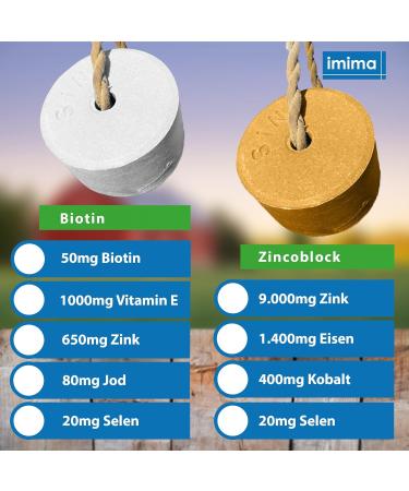 Imima Mineraleckstein Horse Starter Set | Biotin+ Zincoblock & Supermag | 4 Pack Salt Lick Stones for Horses Sheep & Goats - 3 kg Each - Buy Online on GoSupps.com
