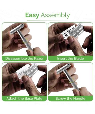 Double Edge Safety Razor - Eco-Friendly Shaving Set with 10 Platinum Coated Blades for Men & Women - Travel-Friendly Reusable Metal Razor - Buy Online on GoSupps.com