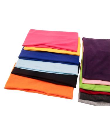 Yeshan Pack of 12 Wide 5 Inch Wicking Athletic Bandana Headbands - Candy Colors - Stretchy Head wrap for Sports and Fashion - Buy Online on GoSupps.com