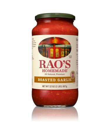Rao's Homemade Tomato Sauce, Roasted Garlic, 32 oz, Versatile Pasta Sauce, Carb Conscious, Keto Friendly, All Natural, Premium Quality, Made with Sweet Italian Tomatoes and Caramelized Garlic