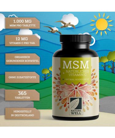 MSM 2000mg Daily with Natural Vitamin C | 2x365 Vegan Tablets High-Dosed Methylsulfonylmethane Additive-Free More Compact than Capsules - Buy Online on GoSupps.com