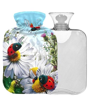 NAANLE DAISY LADYBIRD heat bottle with reference transparent hot water bottle Handfoots Heating bags for pain relief heat and cold therapy 1L