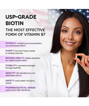 Biotin 10000mcg with Silicon - Pharmaceutical Grade Biotin Supplement for Women - Hair Growth Support Skin & Nails - Max Strength & 100% Bioavailability - Made in USA - 120 Softgels 120 Days Supply - Buy Online on GoSupps.com