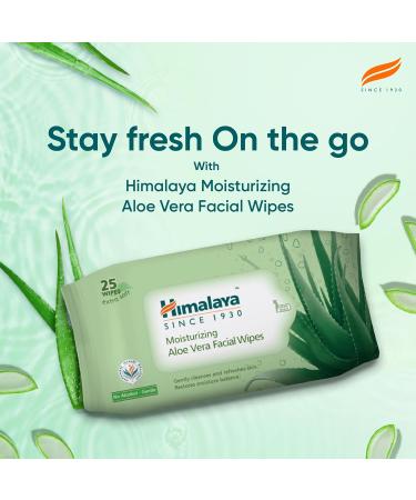 Himalaya Moisturising Aloe Vera Facial Wipes - 25 Wipes | Hydrating & Refreshing Skincare | International Shipping Available - Buy Online on GoSupps.com