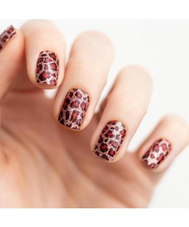 Avoa Beauty Nail Film - Cat Calling | Glitter Red & Pink Leopard Nail Art Design | 16 Long-Lasting Self-Adhesive Nail Wraps for Stunning Manicures - Buy Online on GoSupps.com