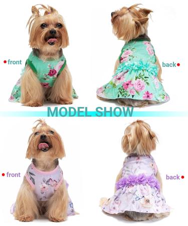 CUSOZWO Small Dog Clothes - 2 Pack Flower Dog Dress for Small Dogs and Cats - Elegant Spring Princess Skirt Outfit (M) - Buy Online on GoSupps.com