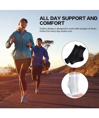 Neuropathy & Plantar Fasciitis Compression Socks 4 Pairs - Ankle Support Brace for Pain Relief - Black+White 5-7.5 - Buy Online on GoSupps.com