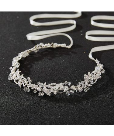 SWEETV Silver Wedding Headpiece for Bride - Handmade Bridal Headband with Rhinestone Accents - Hair Vine for Women - Buy Online on GoSupps.com