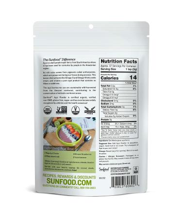 Buy Sunfood Organic Acai Powder 4 oz - Superfood for Smoothies & Bowls - Buy Online on GoSupps.com