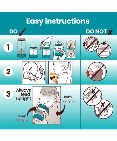 Bare Air-Free 8oz Twin + 2 Nipples by Bittylab | Perfe-Latch & Easy-Latch | Reduces Reflux, Colic, Gas, Fuss | For Breastfed & Bottle-Fed Babies | Easy Instructions - Buy Online on GoSupps.com