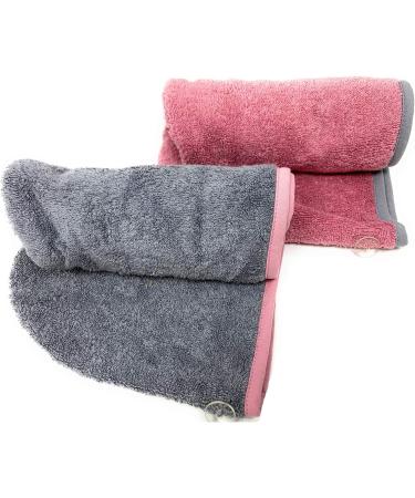 Homelevel 2x Terry Hair Turban Set - 100% Cotton Quick-Drying Head Towel - Stylish Gray & Old Pink Hair Towels for Effortless Drying - Buy Online on GoSupps.com