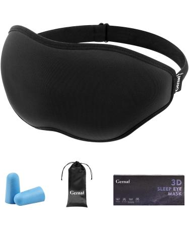 Gernaf Eye Mask for Sleeping Sleep Masks for Women Men Upgraded 3D Contoured Cup with Carry Pouch and Earplugs Eye Mask for Flying Lightweight Breathable Sleep Eye Mask Blindfold Adjustable Black