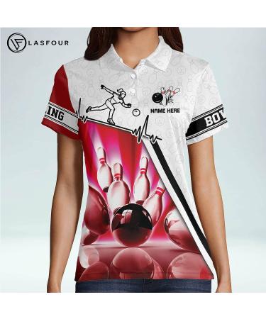 LASFOUR Custom Pink 3D Heartbeat Bowling Shirts for Women - Buy Online on GoSupps.com