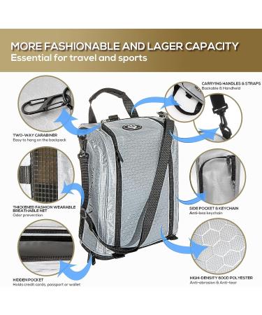 Travel Shoe Bag: Upgraded AXJ Shoe Bag with Anti-loss Keychain, Two-way Carabiner, and Hidden Pouch - Stylish Sneaker Bag for Men & Women (Grey) - Buy Online on GoSupps.com