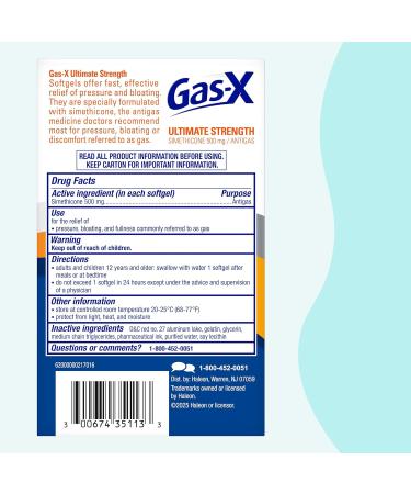 Gas-X Ultimate Strength Gas Relief Softgels with Simethicone 500 mg Fast Bloating Relief Anti-Gas OTC Stomach & Intestinal Gas Easy to Swallow 20 Count - Buy Online on GoSupps.com