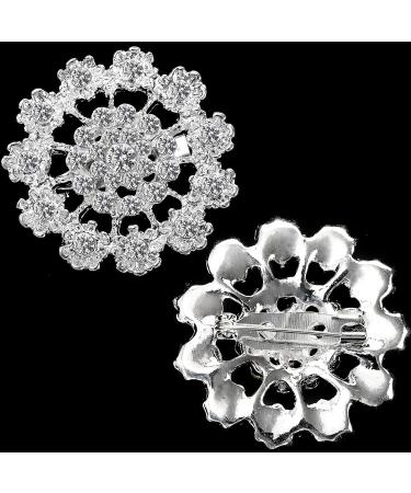 Hiceeden Lot of 24 Clear Crystal Silver Rhinestone Brooches - Bridal Wedding Bouquet Kit & DIY Decoration Gift - Buy Online on GoSupps.com