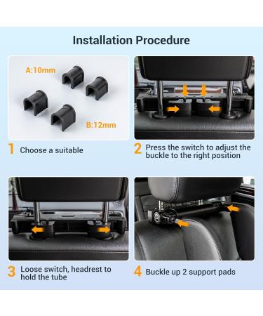Adjustable Neck Support Pillow for Kids - Leather Car Headrest with Telescopic Rod & Sliding Clips - Buy Online on GoSupps.com