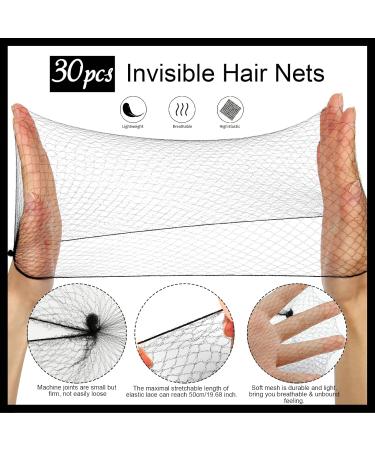 Teenitor Black Invisible Hair Net Set - 30pcs Mesh Nets for Ballet Girls, Women, and Dance Child + 10 Elastic Hair Ties & 40 U Shape Hair Pins - Buy Online on GoSupps.com