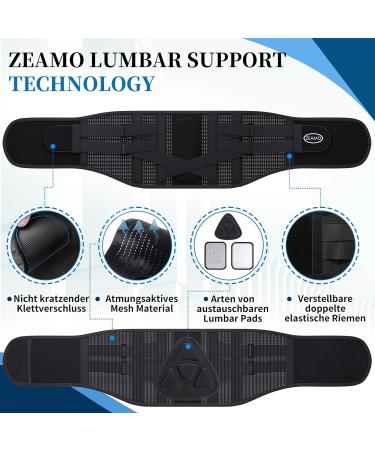 ZEAMO Back Bandage for Men & Women - Pain Relief Lower Back Belt with 5 Struts & 3 Types of Heated Pads - Ideal for Herniated Disc (Medium) - Buy Online on GoSupps.com