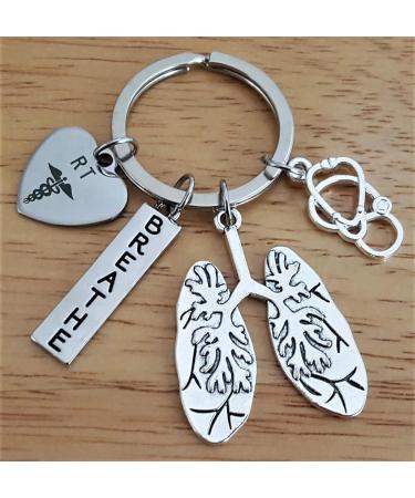 RT Respiratory Therapist Keychain - Unique Gift for Lung Specialists & Respiratory Care - Anatomical Lung Design Perfect for Pulmonary Therapists - Buy Online on GoSupps.com