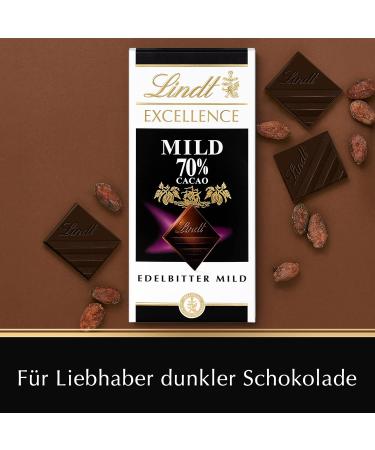 Lindt Chocolate EXCELLENCE mild 70% cocoa mild and bitter chocolate set of 3 x 100 g extra mild bitter chocolate Intense cocoa flavour | Dark chocolate vegan - Buy Online on GoSupps.com