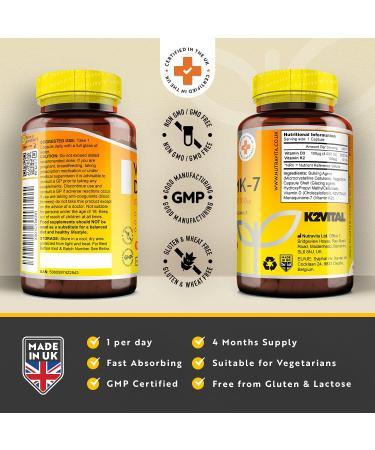Max Strength Vitamin D3 4000 IU & Vitamin K2 100ug MK7 - 120 Capsules, Immune Support - UK Made - Buy Online on GoSupps.com