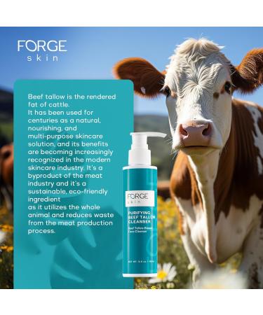Forge Skin Original Purifying Face Wash Beef Tallow for Skin Care | Grass Fed Beef Tallow Hydrating Facial Cleanser Skincare | Tallow Face Moisturizer Soap| Beef Tallow for Face Exfoliating Face Wash - Buy Online on GoSupps.com