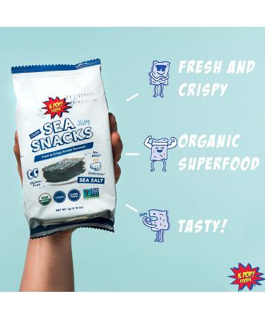 KPOP Sea Snacks - Premium 5g Roasted Seaweed Lightly Salted | Vegan & Certified Organic | Non-GMO & Gluten Free | Korean Snack Packs (24 Pack) - Buy Online on GoSupps.com