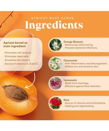 QKNatur- Apricot Kernel Body Scrub 300ml. With extracts of Orange Blossom Chamomile Rose and Hamamelis. Exfoliates and nourishes the skin - Buy Online on GoSupps.com