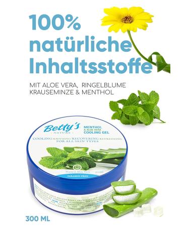 Buy Betty's Nature Aloe Vera Cooling Gel with Menthol - 300ml | Vegan Relieves Itching & Skin Irritation | Refreshing & Nourishing - Buy Online on GoSupps.com