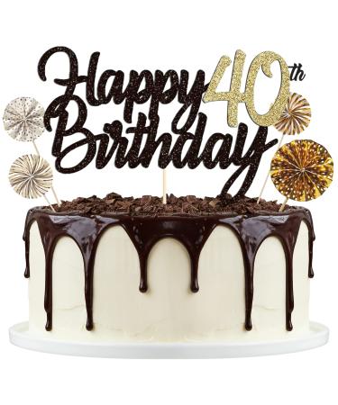 Tortendendeko black gold 40th happy birthday cake topper paper compartment cupcake 40. Kuchendeko cake plug for birthday decoration men women - Buy Online on GoSupps.com