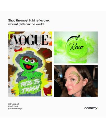 Hemway Premium Ultra Sparkle Glitter - Fluorescent Green Extra Chunky (100g) for Arts Crafts Nails & Cosmetics - Multi-Purpose Metallic Flake - Perfect for Festivals & Creative Projects - Buy Online on GoSupps.com