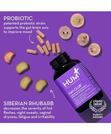 HUM Fan Club Menopause Relief & Mood Probiotic with Siberian Rhubarb - Hot Flash Relief & Menopause Support (30 Vegan Capsules) - Buy Online on GoSupps.com