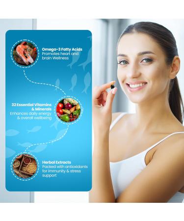 Farry Omega 3 Fish Oil with multivitamins 1000mg EPA 180mg DHA 120mg 29 Essential Vitamins & Minerals Ashwagandha - Buy Online on GoSupps.com