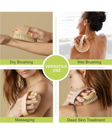 Apriqus Wet & Dry Body Brush with Carry Bag - Natural Bristle Exfoliator for Lymphatic Drainage and Cellulite Reduction - Buy Online on GoSupps.com