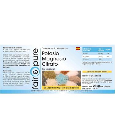 Fair & Pure Potassium-Magnesium Citrate - Vegan Essential Minerals - 180 Capsules for Optimal Health | International Shipping Available - Buy Online on GoSupps.com