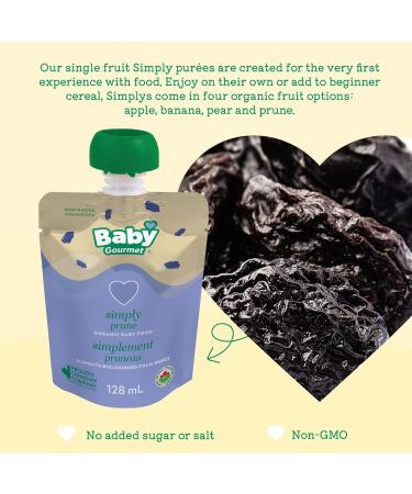 Baby Gourmet Organic Puree Baby Food Pouches - Simply Prune - No Added Sugar or Salt Non GMO No Fillers Gluten Free Kosher (128ml) 12-Pack Simply Prune 128ml (12-Pack) - Buy Online on GoSupps.com