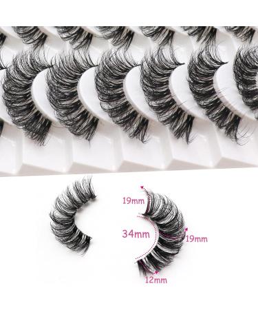 Losha Lashes D Curl Russian Strip Lashes | Fluffy False Eyelashes 10 Pairs Pack with Clear Band | DT01 - Buy Online on GoSupps.com