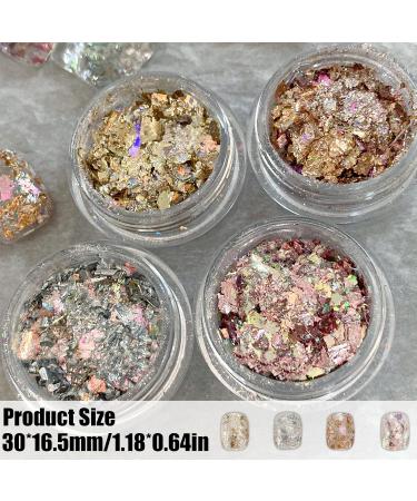 Nail Glitter Sequins 4 Jars Opal Nail Flakes Holographic Gold Irregular Paillette Iridescent Powder Nail Foil for DIY Nail Art Decoration Shining Flakes (A 4 Jars) - Buy Online on GoSupps.com