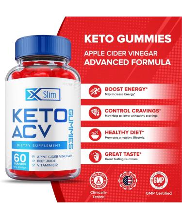 2 Pack Xslim Keto ACV Gummies for Weight Loss | X Slim Keto Plus with Vitamin B12 & Beet Root - 120 Gummies - Buy Online on GoSupps.com